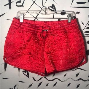 Bangin red blossom quilted satin Adidas shorts!